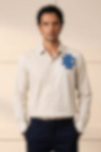 Beige Cotton Summer Shirting Fabric Summer Shirt by Rohit Doshi at Pernia's Pop Up Shop
