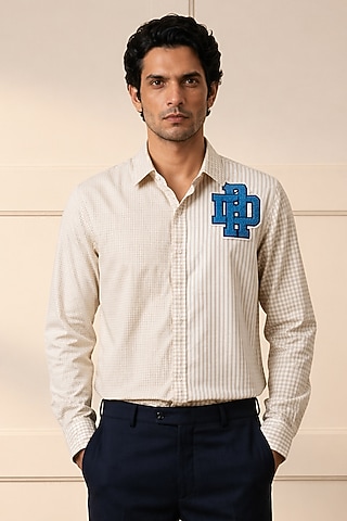 Beige Cotton Shirting Fabric Shirt by Rohit Doshi