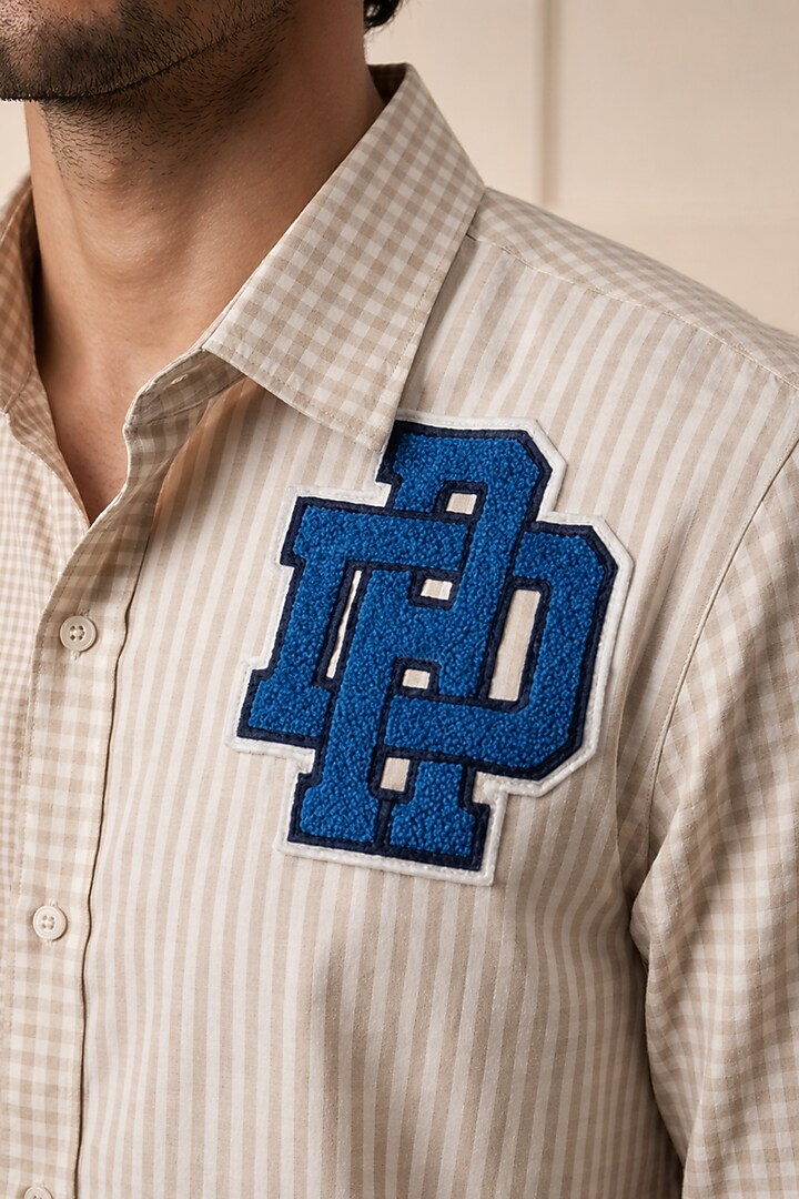 Beige Cotton Summer Shirting Fabric Summer Shirt by Rohit Doshi at Pernia's Pop Up Shop