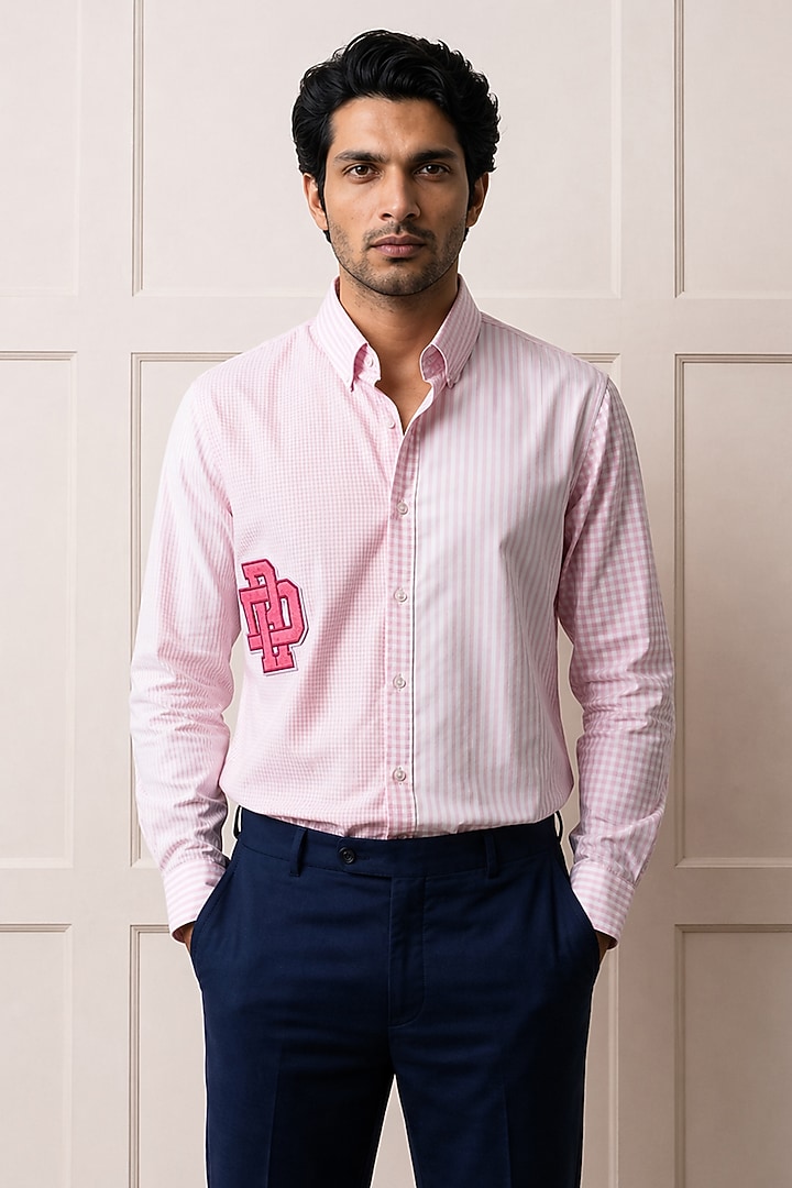 Pink Cotton Summer Shirting Fabric Summer Shirt by Rohit Doshi at Pernia's Pop Up Shop