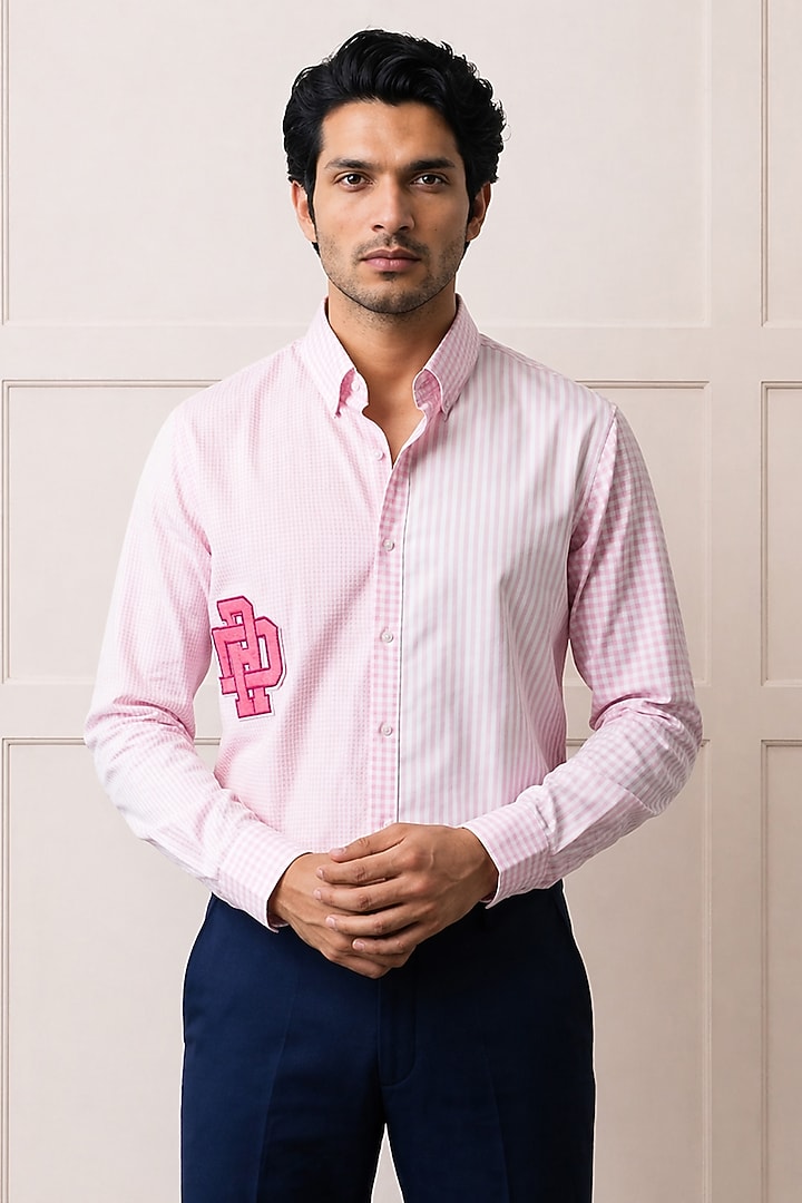 Pink Cotton Summer Shirting Fabric Summer Shirt by Rohit Doshi at Pernia's Pop Up Shop