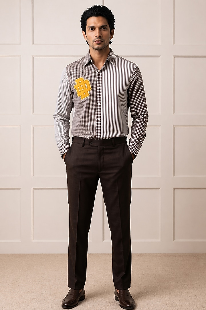 Brown Cotton Summer Shirting Fabric Summer Shirt by Rohit Doshi at Pernia's Pop Up Shop