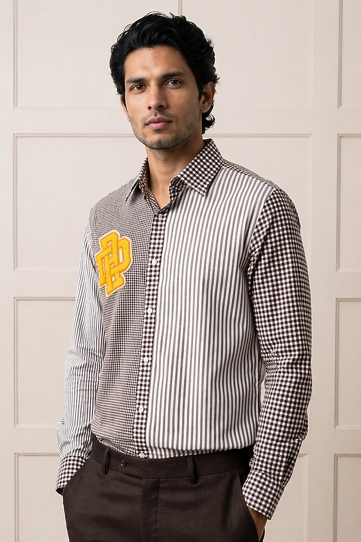 Brown Cotton Summer Shirting Fabric Summer Shirt by Rohit Doshi at Pernia's Pop Up Shop