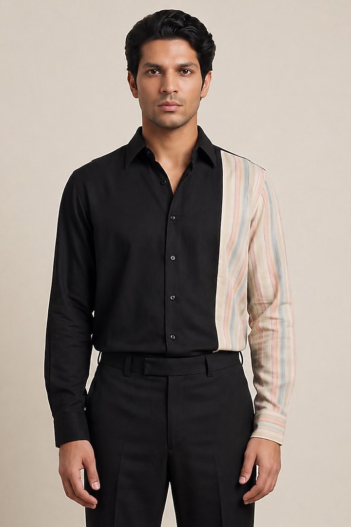 Black Polyester Summer Shirt by Rohit Doshi at Pernia's Pop Up Shop