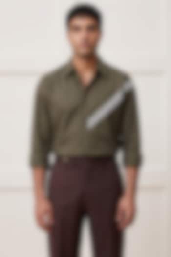 Olive Cotton Summer Shirting Fabric Summer Shirt by Rohit Doshi at Pernia's Pop Up Shop