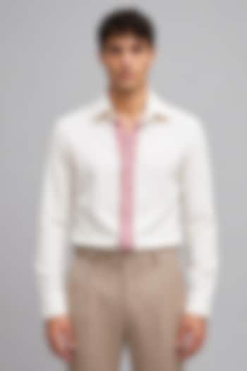 Off-White Polyester Party Wear Shirt by Rohit Doshi at Pernia's Pop Up Shop