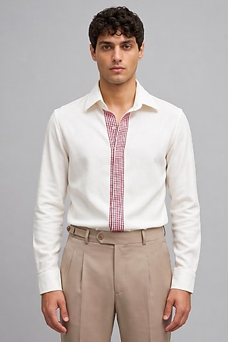 Off-White Polyester Shirt by Rohit Doshi