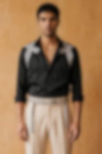 Black Polyester Summer Shirt by Rohit Doshi at Pernia's Pop Up Shop