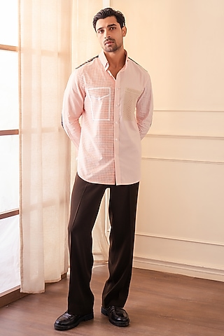 Orange Cotton Shirting Fabric Shirt by Rohit Doshi