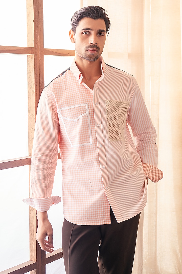 Orange Cotton Party Wear Shirting Fabric Party Wear Shirt by Rohit Doshi at Pernia's Pop Up Shop