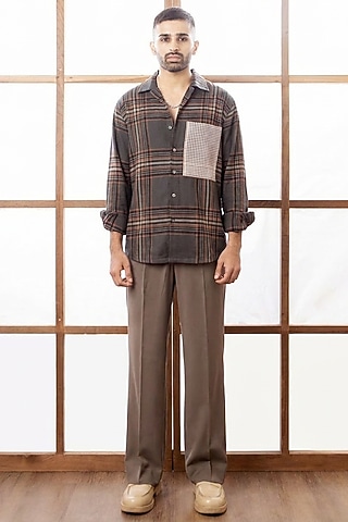 Grey Cotton Shirt by Rohit Doshi