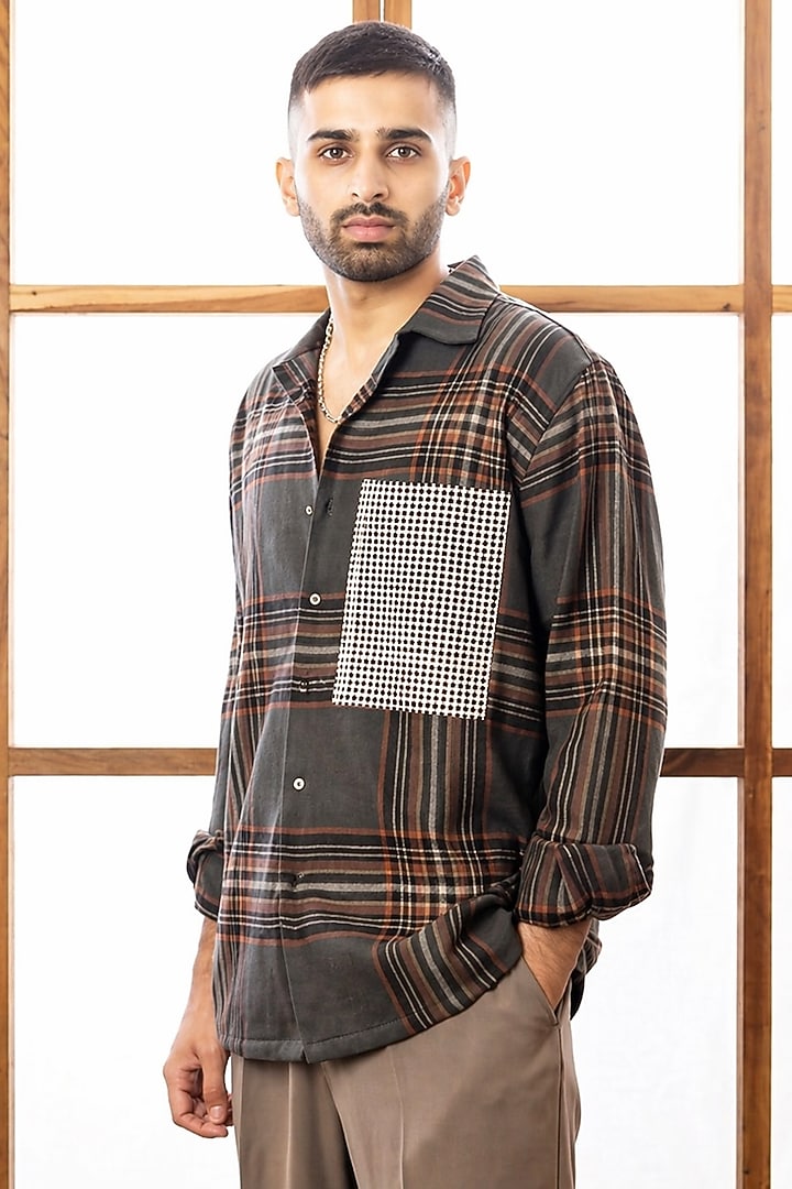 Grey Cotton Party Wear Shirt by Rohit Doshi at Pernia's Pop Up Shop