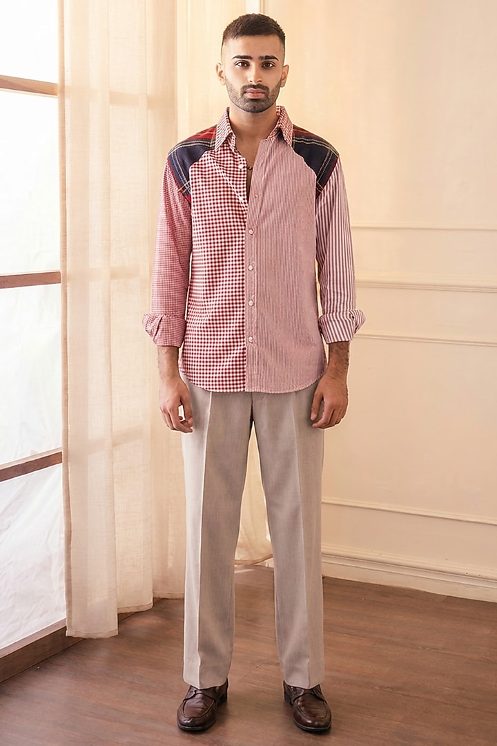 Red Cotton Party Wear Shirt by Rohit Doshi at Pernia's Pop Up Shop
