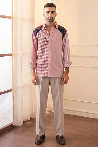 Red Cotton Shirt by Rohit Doshi