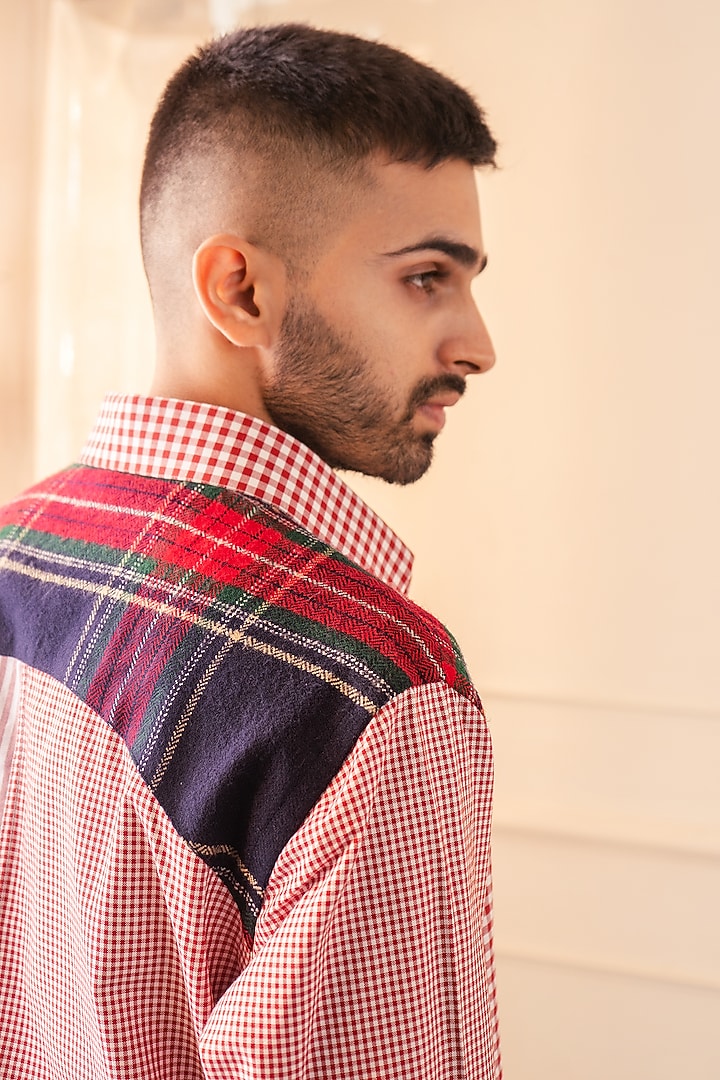 Red Cotton Party Wear Shirt by Rohit Doshi at Pernia's Pop Up Shop