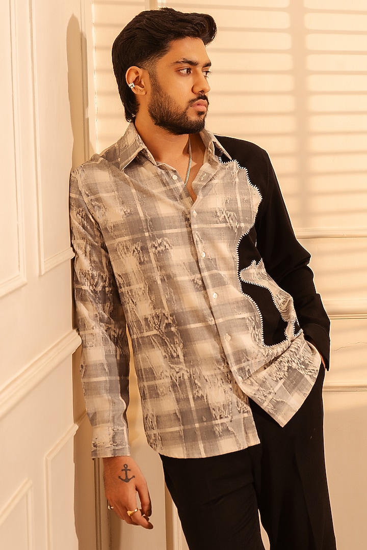 Grey Polyester Party Wear Shirt by Rohit Doshi at Pernia's Pop Up Shop