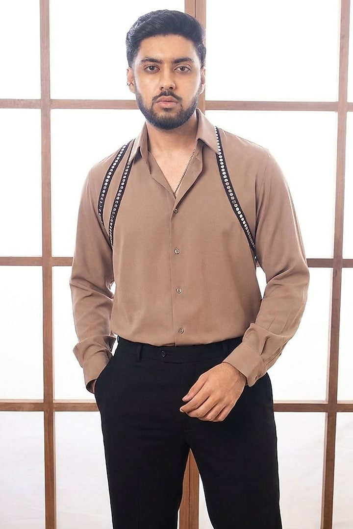 Grey Polyester Party Wear Shirt by Rohit Doshi at Pernia's Pop Up Shop