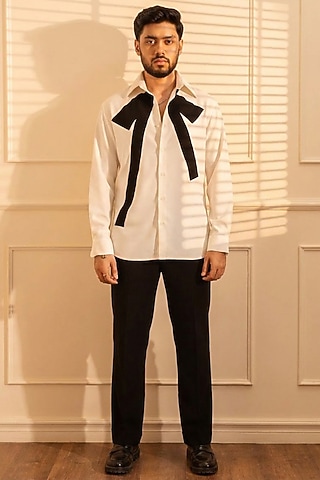 Off-White Poly Crepe Shirt by Rohit Doshi
