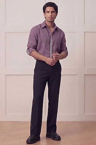 Mauve Polyester Shirt by Rohit Doshi