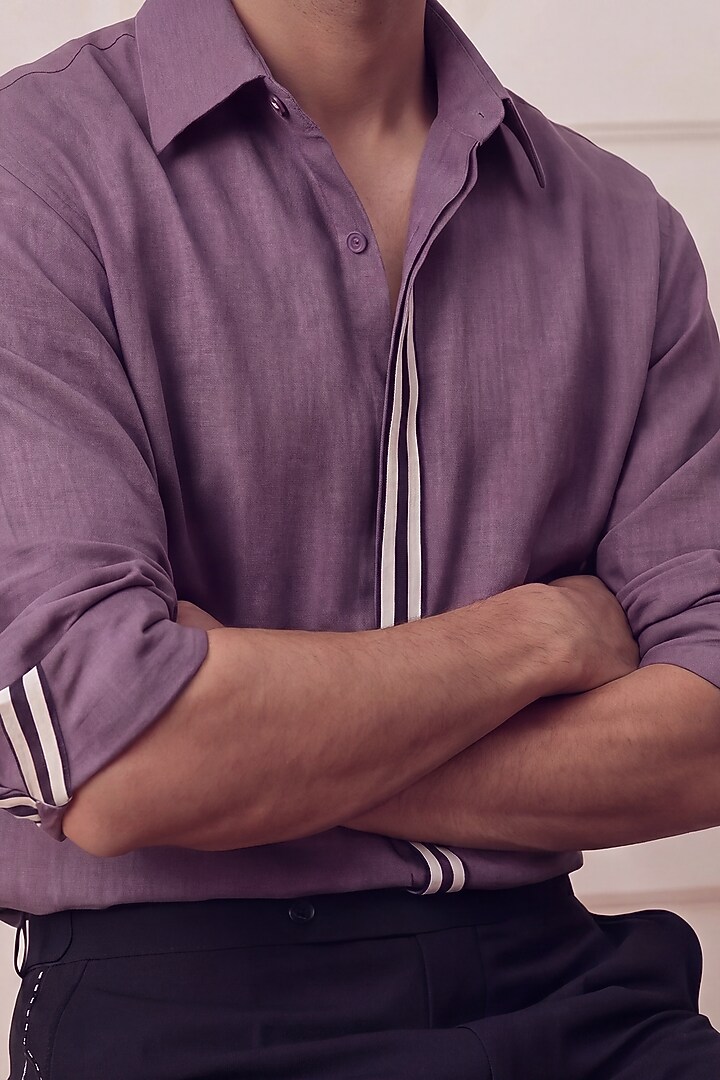 Mauve Polyester Party Wear Shirt by Rohit Doshi at Pernia's Pop Up Shop