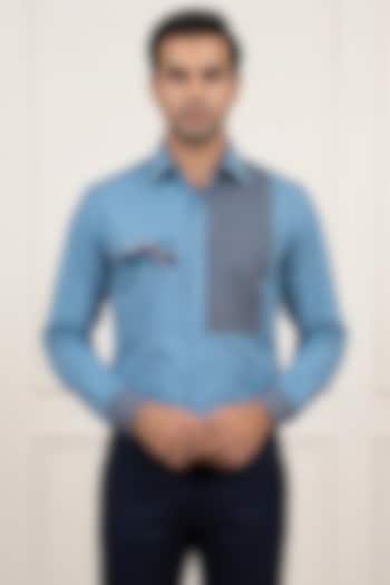Cobalt Blue Cotton Party Wear Shirt by Rohit Doshi at Pernia's Pop Up Shop