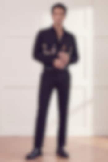 Black Polyester Party Wear Shirt by Rohit Doshi at Pernia's Pop Up Shop