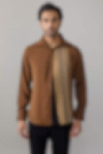 Light Brown Imported Polyester Party Wear Shirt by Rohit Doshi at Pernia's Pop Up Shop