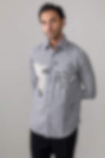 Grey Linen Polyester Blend Party Wear Shirt by Rohit Doshi at Pernia's Pop Up Shop
