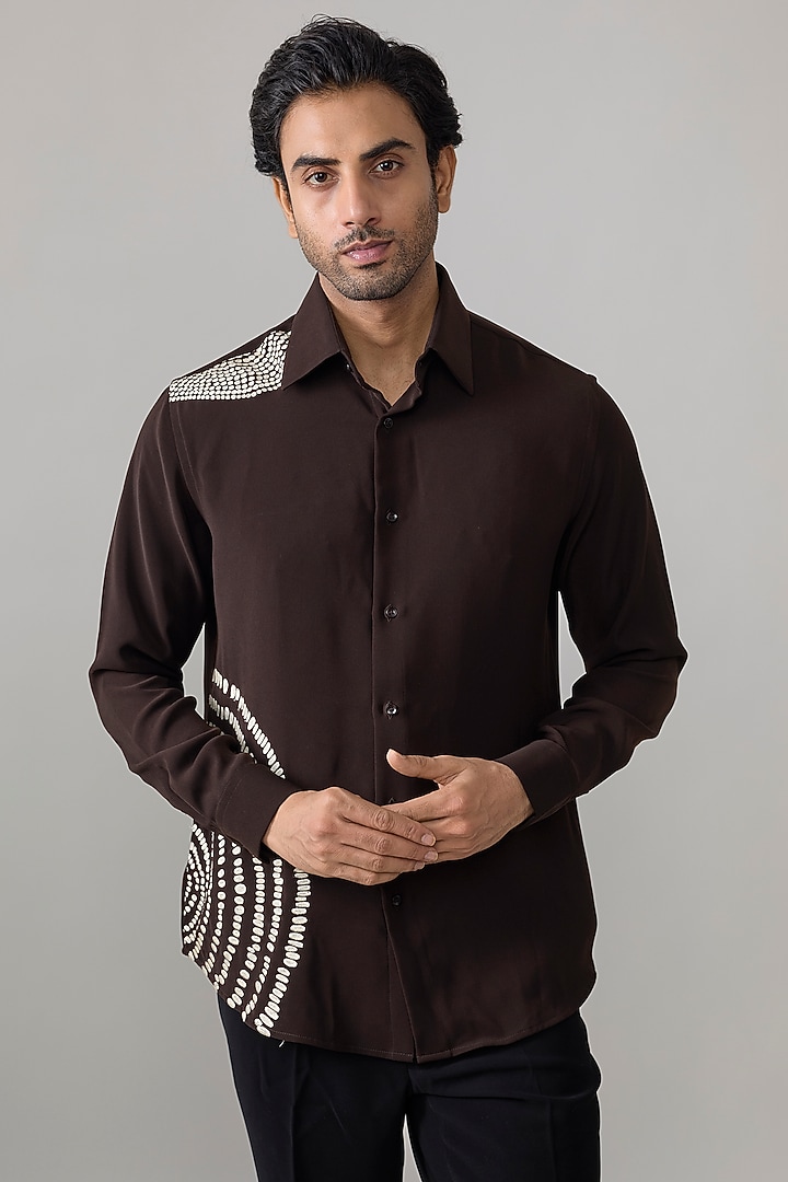 Brown Imported Polyester Party Wear Shirt by Rohit Doshi at Pernia's Pop Up Shop