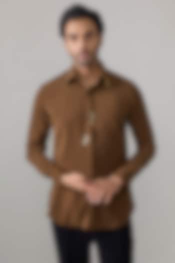 Brown Imported Polyester Party Wear Shirt by Rohit Doshi at Pernia's Pop Up Shop