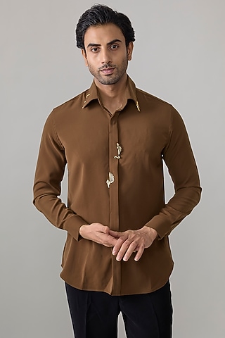 Brown Imported Polyester Shirt by rohit doshi