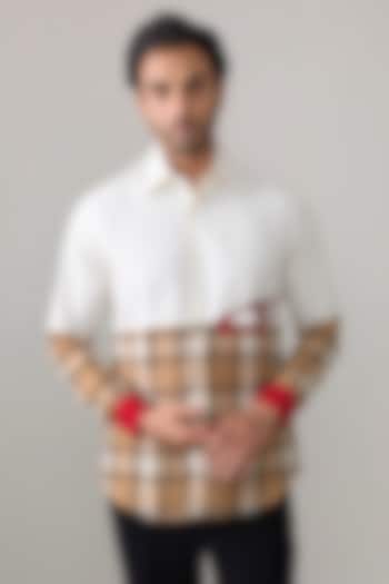 White Cotton Checkered Party Wear Shirt by Rohit Doshi at Pernia's Pop Up Shop