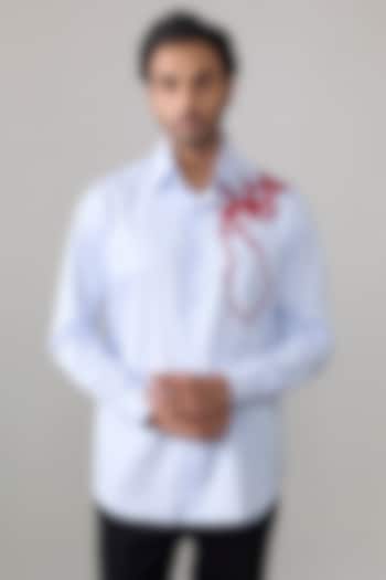 Light Blue Cotton Party Wear Shirt by Rohit Doshi at Pernia's Pop Up Shop