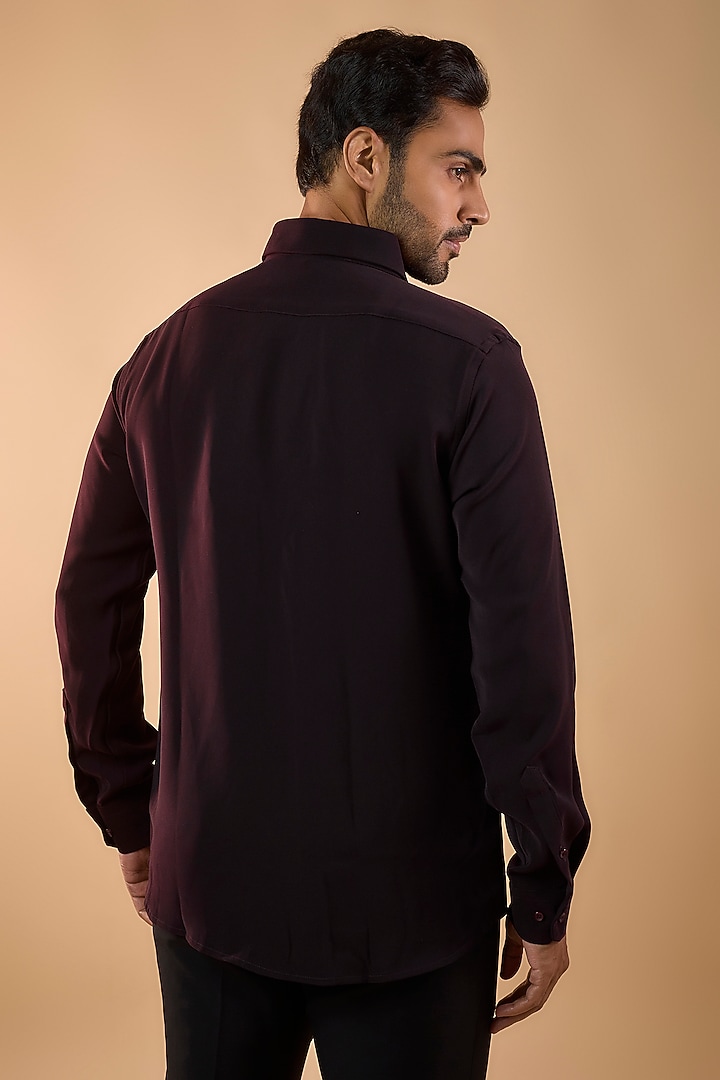 Maroon Imported Polyester Party Wear Shirt by Rohit Doshi at Pernia's Pop Up Shop