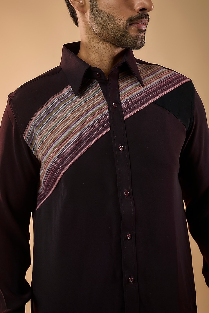 Maroon Imported Polyester Party Wear Shirt by Rohit Doshi at Pernia's Pop Up Shop