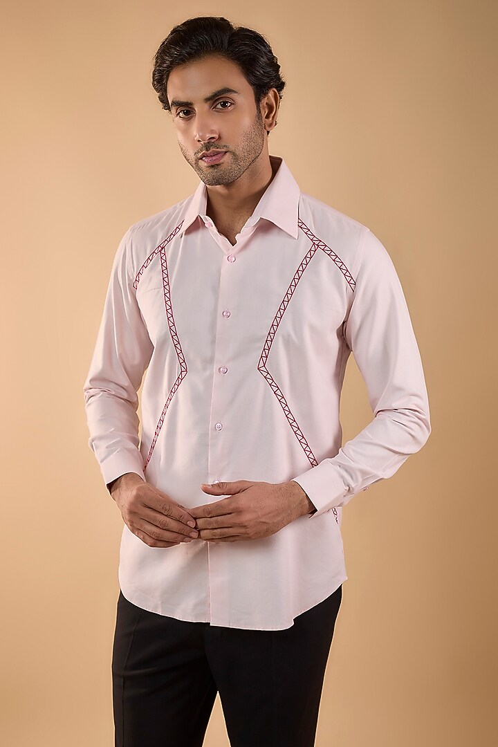 Pink Tencel Cotton Blend Party Wear Shirt by Rohit Doshi at Pernia's Pop Up Shop