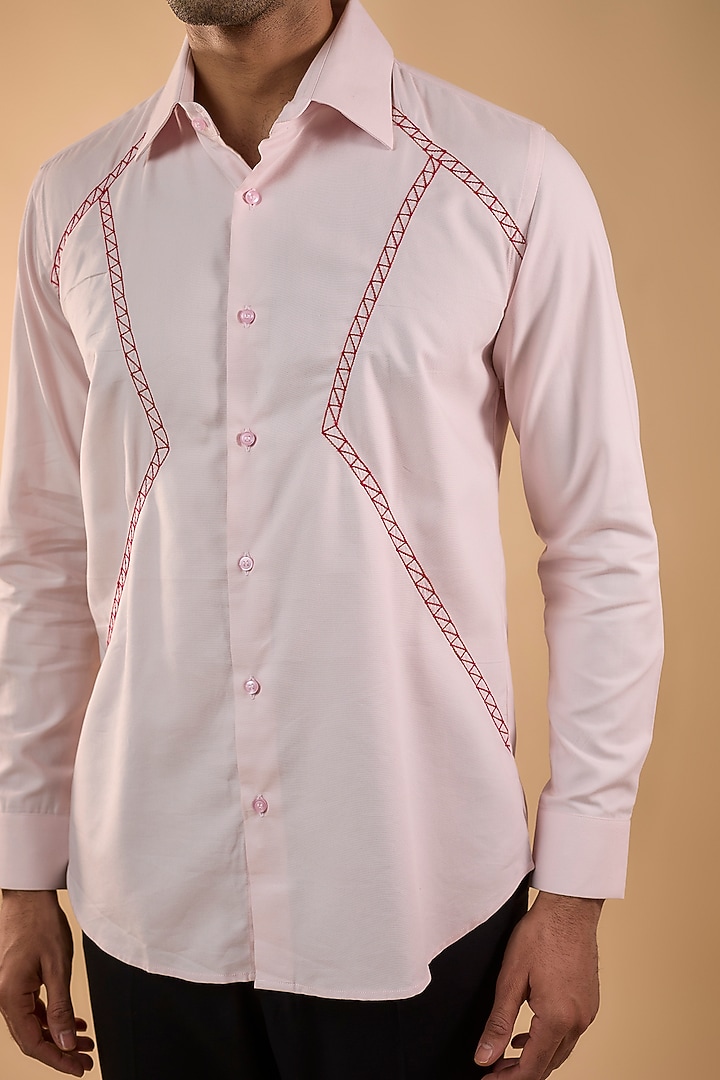 Pink Tencel Cotton Blend Party Wear Shirt by Rohit Doshi at Pernia's Pop Up Shop