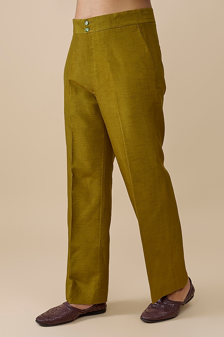 Mustard Green Cotton Kurta Set by Rohit Doshi at Pernia's Pop Up Shop