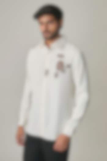 White Poly Blend Party Wear Shirt by Rohit Doshi at Pernia's Pop Up Shop