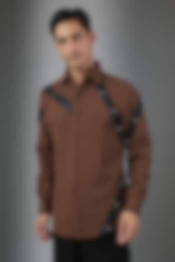 Rust Cotton Blend Party Wear Shirt by Rohit Doshi at Pernia's Pop Up Shop
