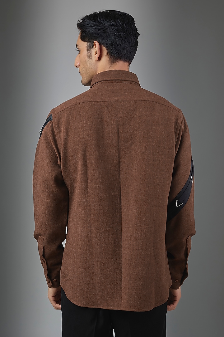 Rust Cotton Blend Party Wear Shirt by Rohit Doshi at Pernia's Pop Up Shop