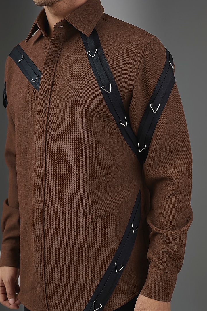 Rust Cotton Blend Party Wear Shirt by Rohit Doshi at Pernia's Pop Up Shop