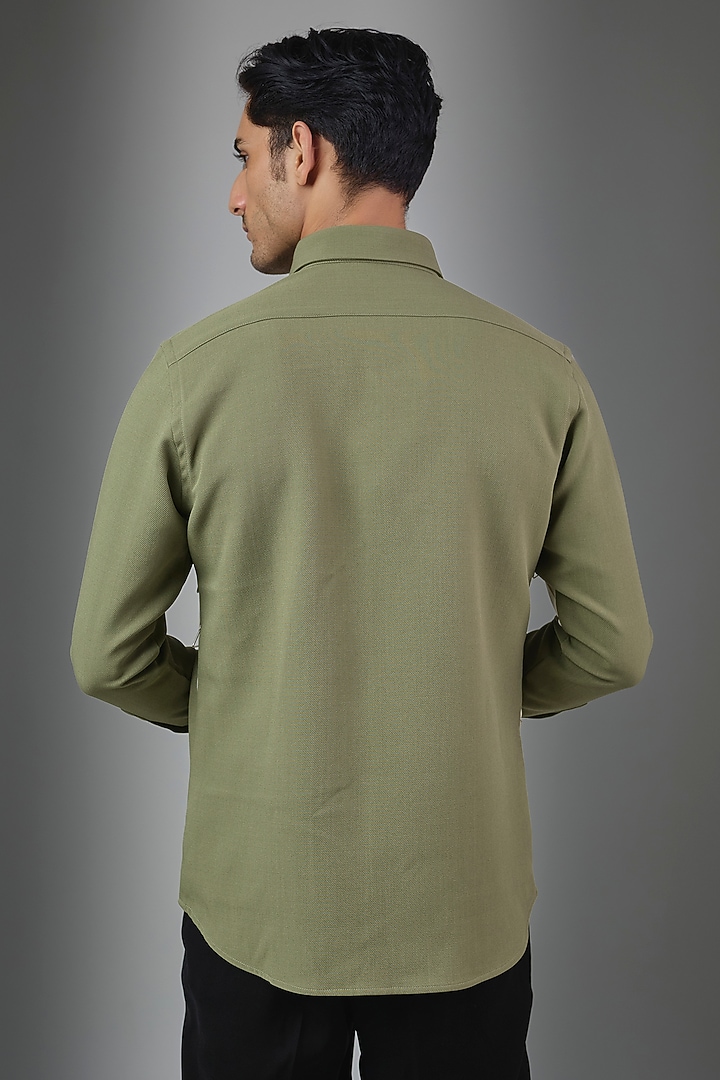 Olive Green Cotton Blend Party Wear Shirt by Rohit Doshi at Pernia's Pop Up Shop
