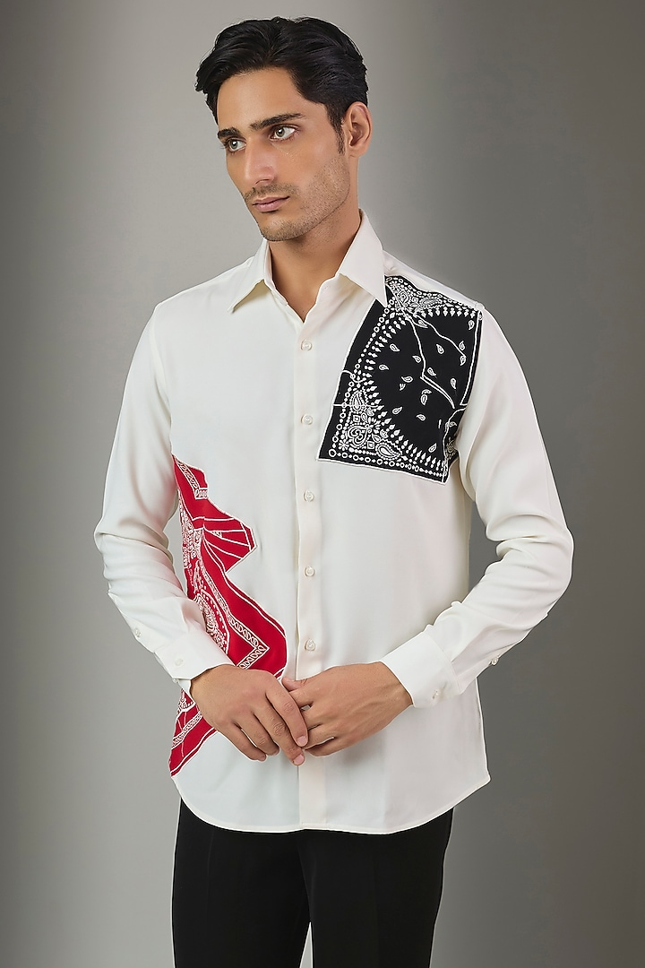 White Premium Polyester Party Wear Shirt by Rohit Doshi at Pernia's Pop Up Shop