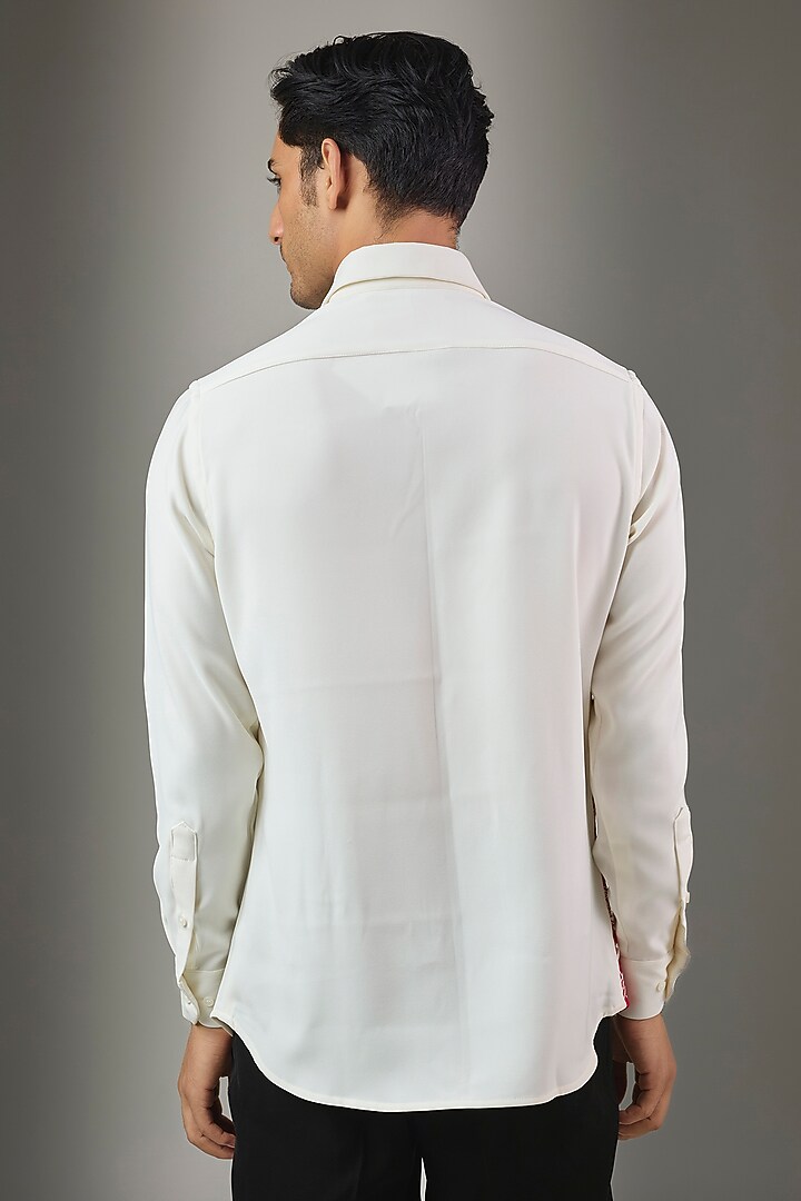 White Premium Polyester Party Wear Shirt by Rohit Doshi at Pernia's Pop Up Shop