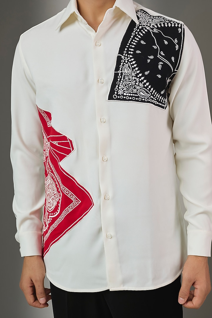 White Premium Polyester Party Wear Shirt by Rohit Doshi at Pernia's Pop Up Shop