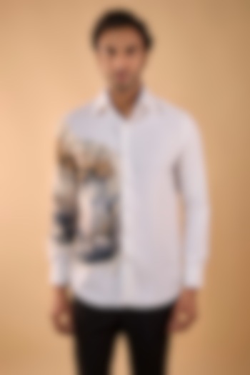 White Imported Polyester Party Wear Shirt by Rohit Doshi at Pernia's Pop Up Shop