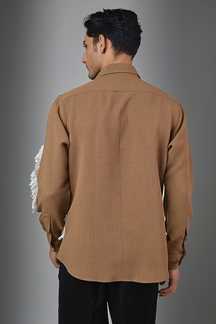Beige Cotton Blend Party Wear Shirt by Rohit Doshi at Pernia's Pop Up Shop
