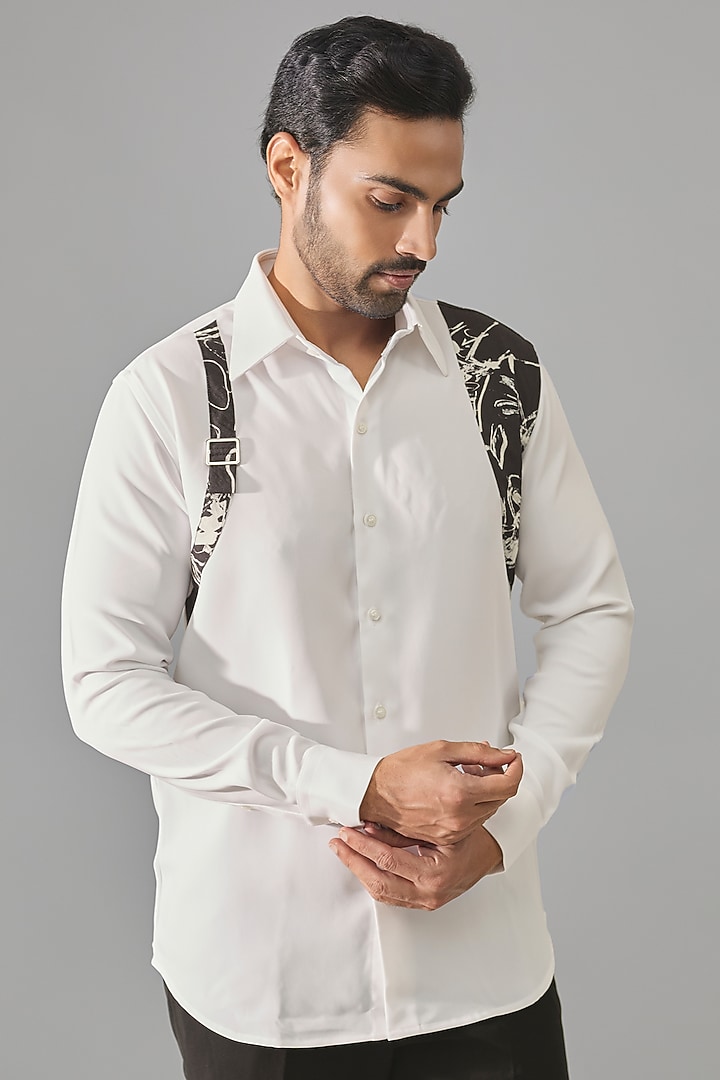 White Premium Blend Party Wear Shirt by Rohit Doshi at Pernia's Pop Up Shop