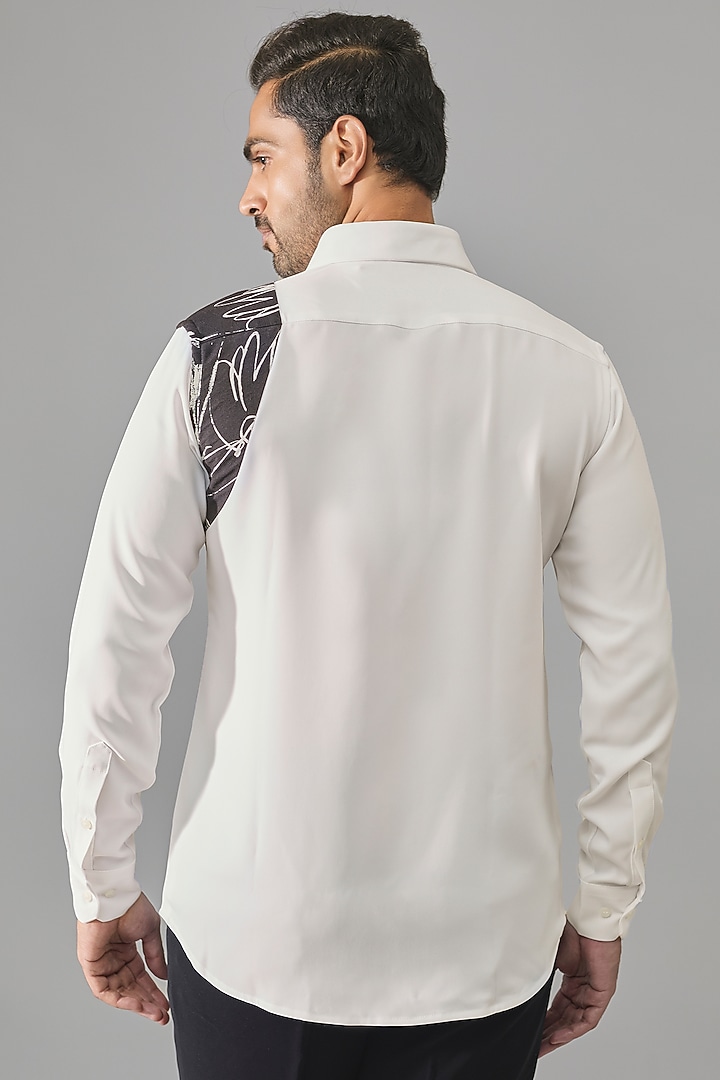White Premium Blend Party Wear Shirt by Rohit Doshi at Pernia's Pop Up Shop